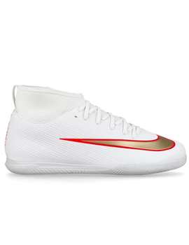 bota de fútbol sala con calcetin junior nike  SUPERFLY 11 CLUB, blanco/oro