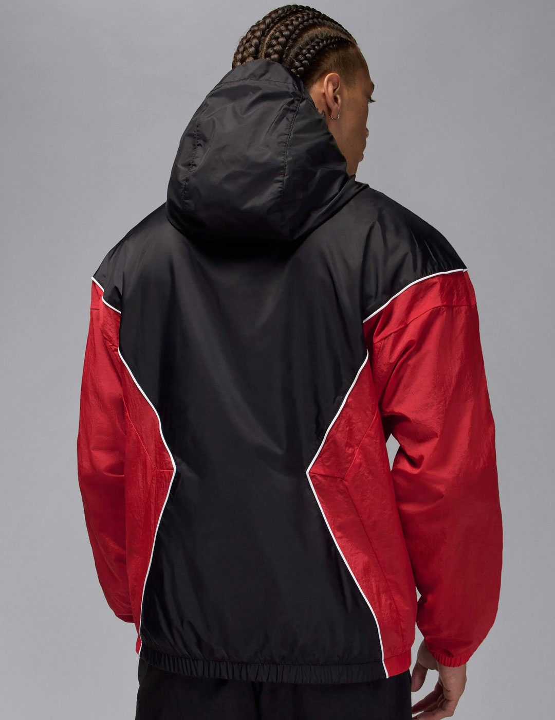 chaqueta con capucha microfibra JORDAN BROOKLYN, negro/rojo