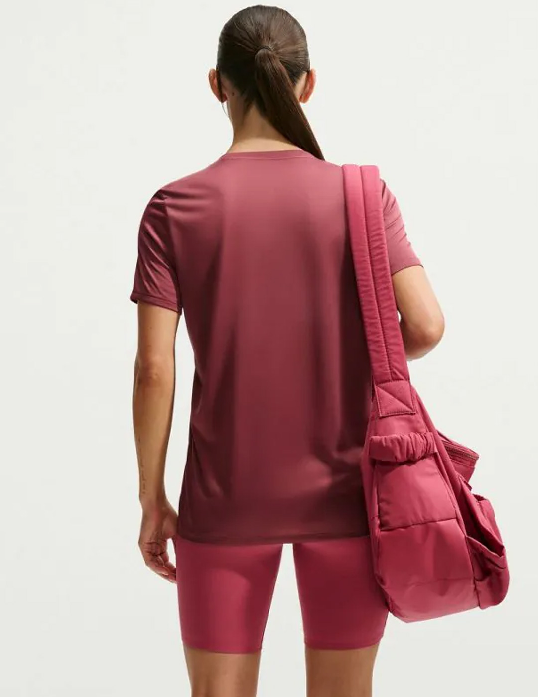 camiseta manga corta mujer nike  DRI-FIT, rosa oscuro