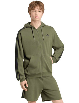 sudadera adidas hombre con capucha tres bandas, verde/negro